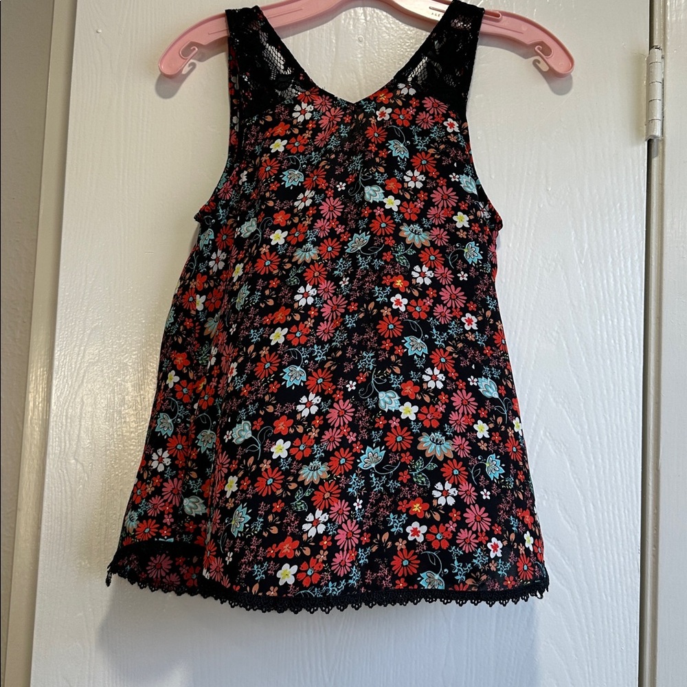 Belle Du Jour Black and Red Floral Tank Top - Picture 6 of 7